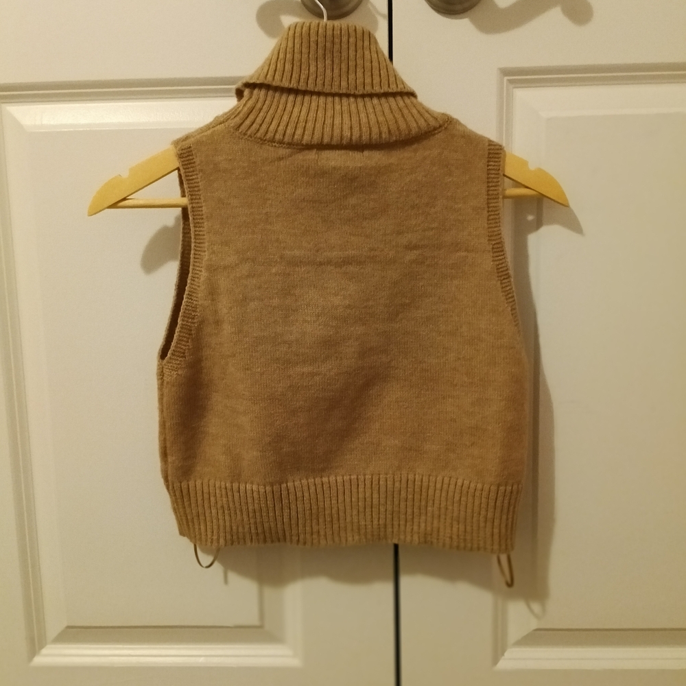 Women's Tan Turtleneck Sweater Vest